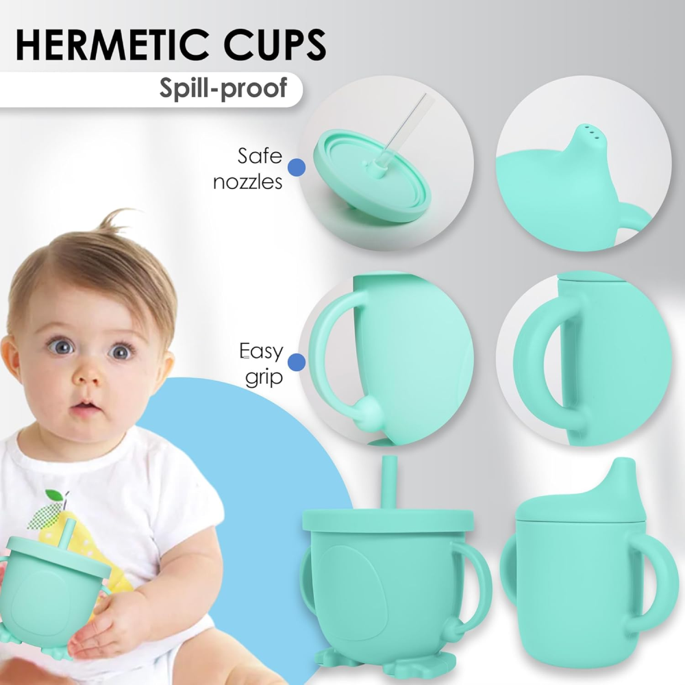 Juego Vajilla Bebes Antideslizantes Silicona 8pcs Ergonómico