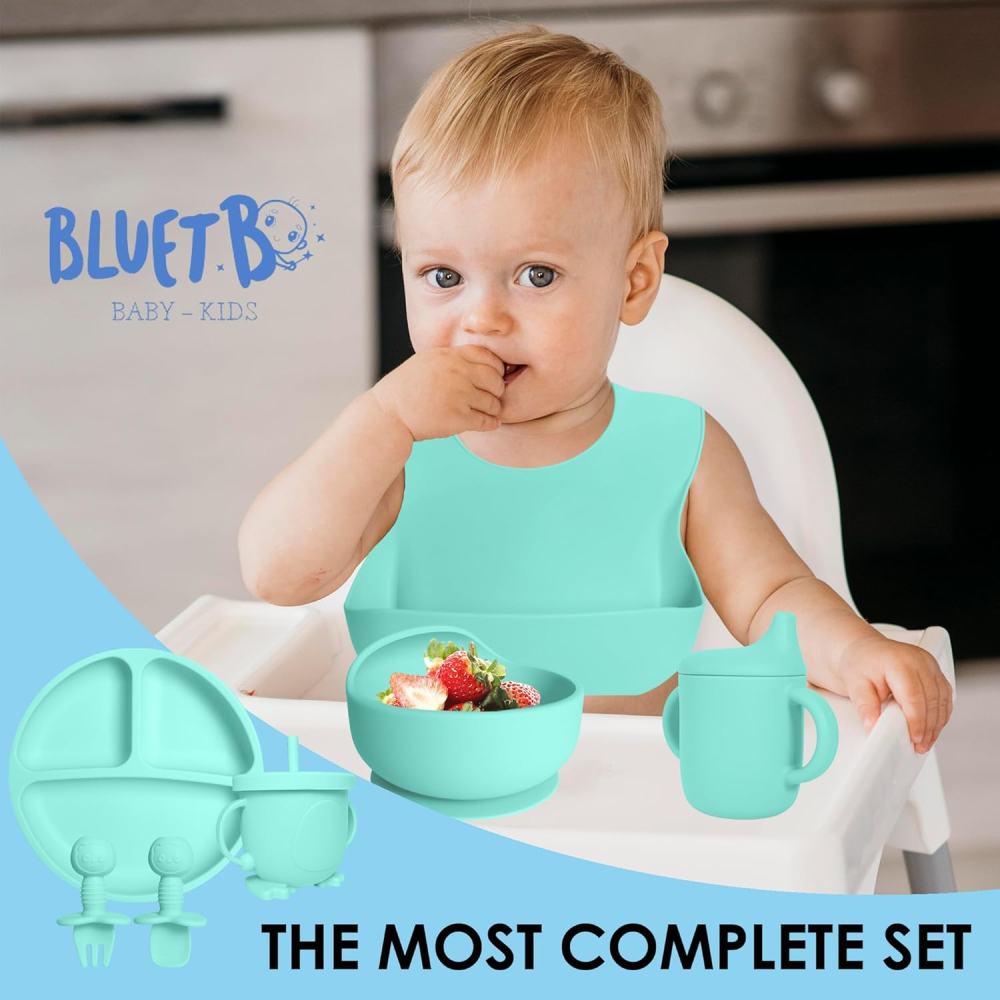 Juego Vajilla Bebes Antideslizantes Silicona 8pcs Ergonómico