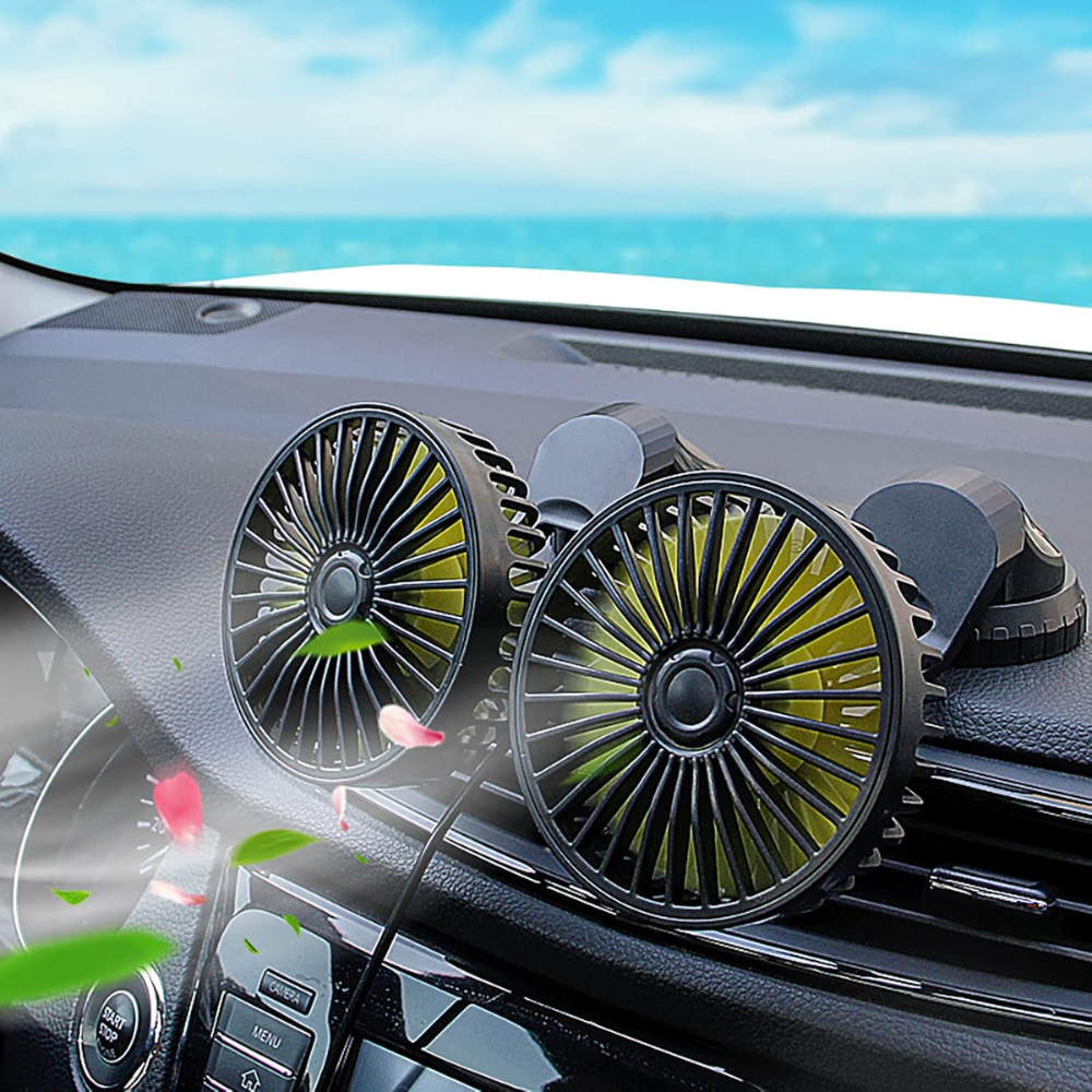 🌬️✨Ventilador Doble Para Carro Y Oficina Graduable Conexion Usb🚗🏠💼