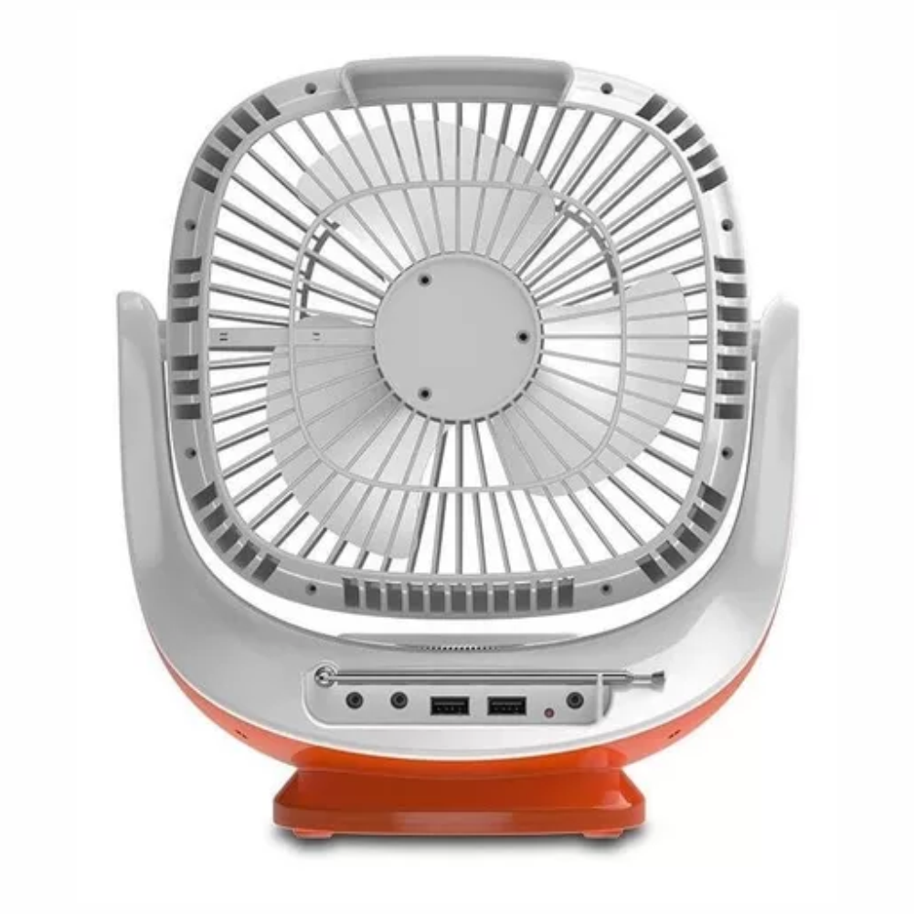 Ventilador Portátil Solar Con Radio Fm Lámpara Bombillo Led
