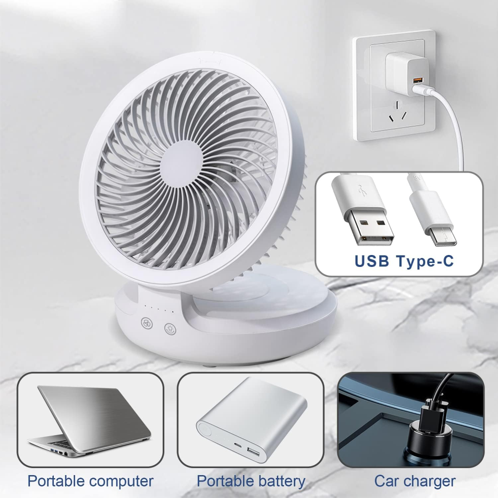 🌬️Ventilador Portatil Recargable Inalambrico 4 Velocidades Led🔋🌀