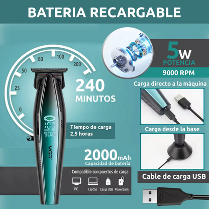 Máquina Patillera VGR V-992 Inalámbrica 9000RPM Profesional