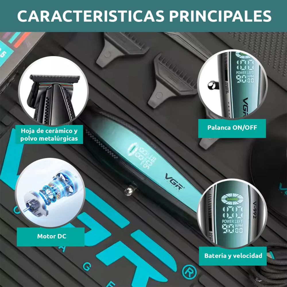 Máquina Patillera VGR V-992 Inalámbrica 9000RPM Profesional