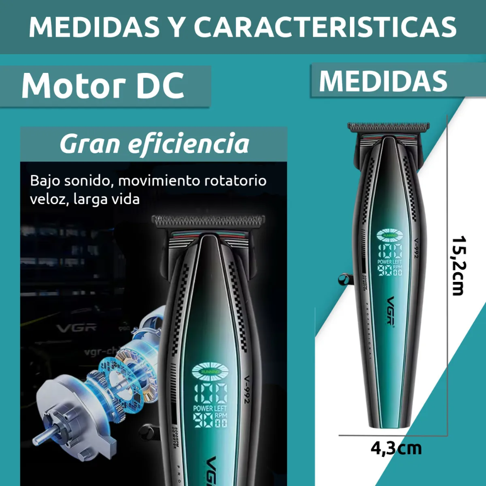 Máquina Patillera VGR V-992 Inalámbrica 9000RPM Profesional