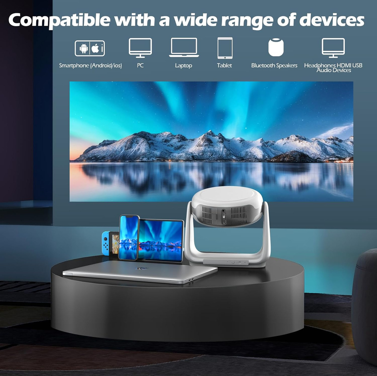 Proyector Video Beam Portátil Auto Enfoque 4k Full Hd Wifi