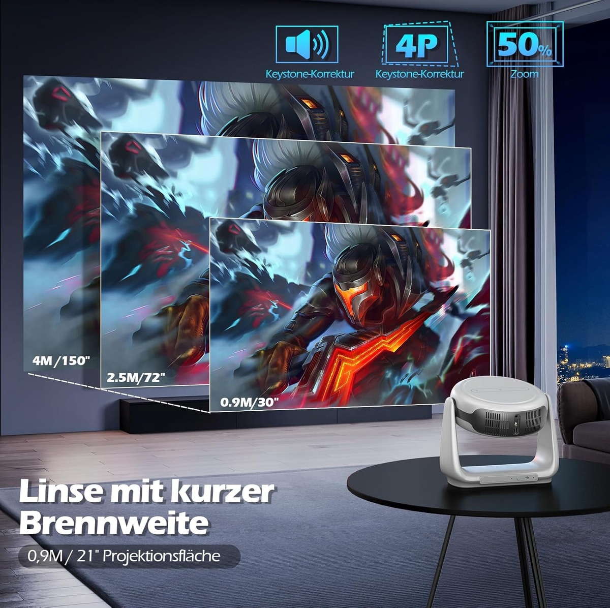 Proyector Video Beam Portátil Auto Enfoque 4k Full Hd Wifi