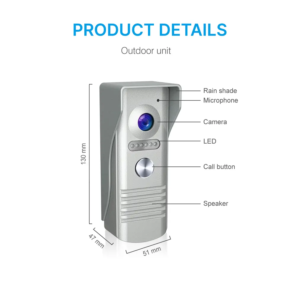Timbre Inteligente Video Portero Visión Nocturna Pantalla 7