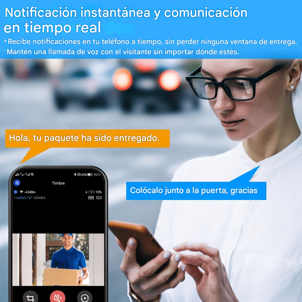 Kit Video Portero Impermeable Recargable Timbre Wifi U8