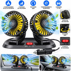 Ventilador Doble Cabezal Carro Oficina USB Graduable Aromaterapia