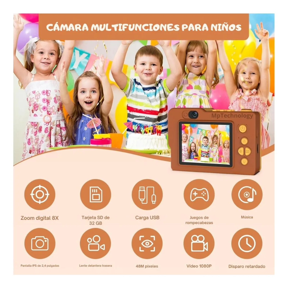 Camara Digital Niños Tipo Lego Figuras Armable 48px 1080p