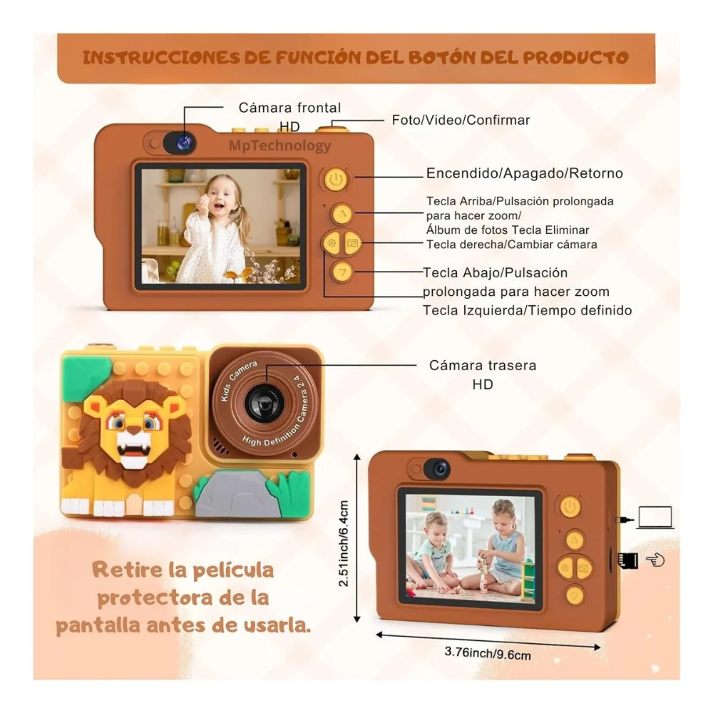 Camara Digital Niños Tipo Lego Figuras Armable 48px 1080p