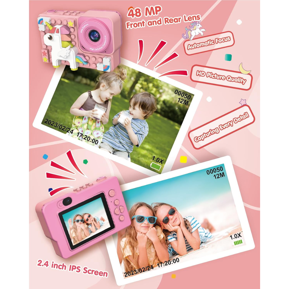 Camara Digital Niños Tipo Lego Figuras Armable 48px 1080p