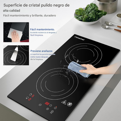 Estufa Induccion Empotrar Vertical 1000w + Regalo + Recetario Placa Empotrable Induccion Cocina Hogar Uso Diario