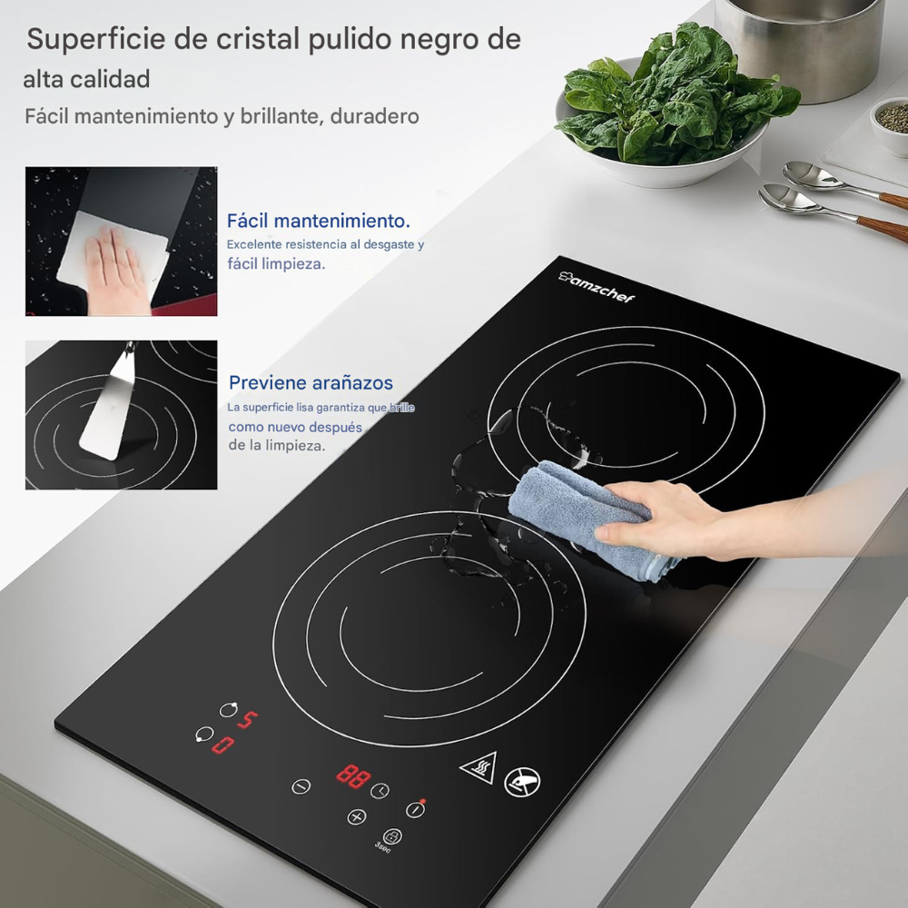 Estufa Induccion Empotrar Vertical 1000w + Regalo + Recetario Placa Empotrable Induccion Cocina Hogar Uso Diario