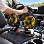 Ventilador Doble Cabezal Carro Oficina USB Graduable Aromaterapia