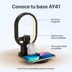 Detalle de zonas para celular, soporte de reloj y aro de luz AY41.