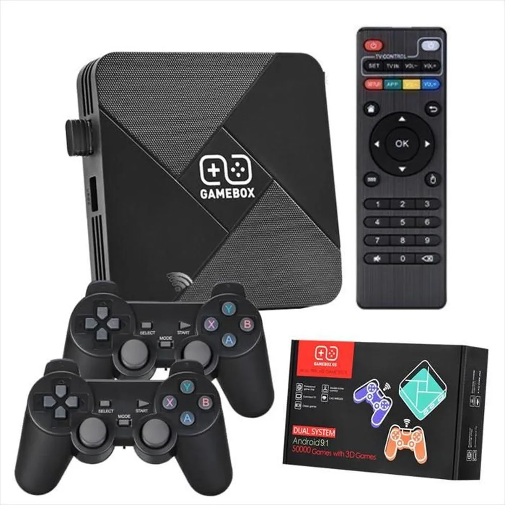 Referencia original consola Gamebox G5 con dos mandos control remoto y empaque