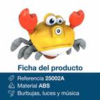 Ficha del cangrejo burbujero 25002A fabricado en ABS, con burbujas, luces y música.