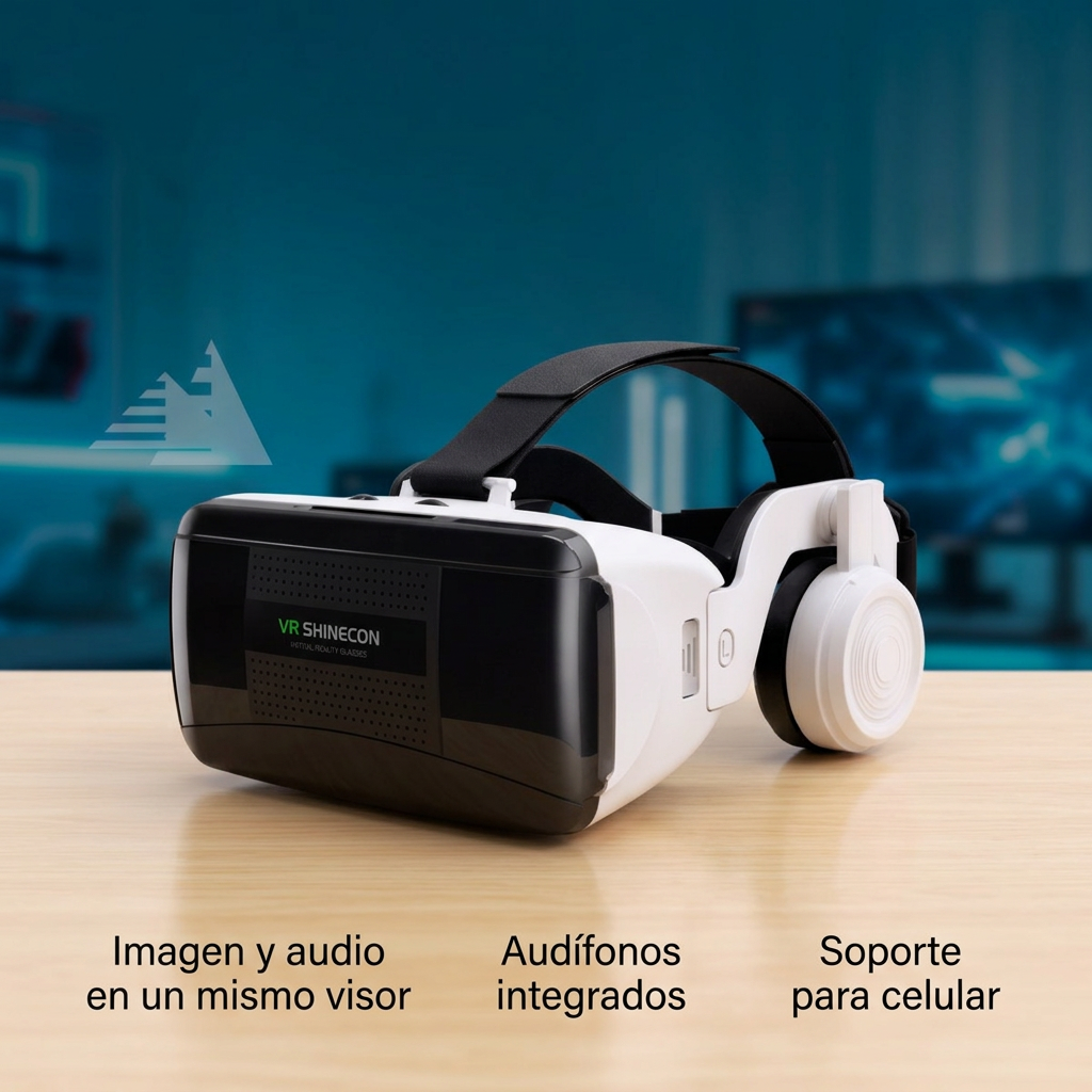Visor SHINECON con audífonos integrados y soporte para celular