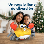 Cangrejo burbujero como opción de regalo en una escena ilustrativa navideña familiar.