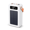 Power bank solar 641CX blanco con panel frontal y asa naranja sobre fondo blanco