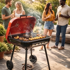 Asador Parilla Portátil Carbón Con Ruedas Tapa Esmaltada
