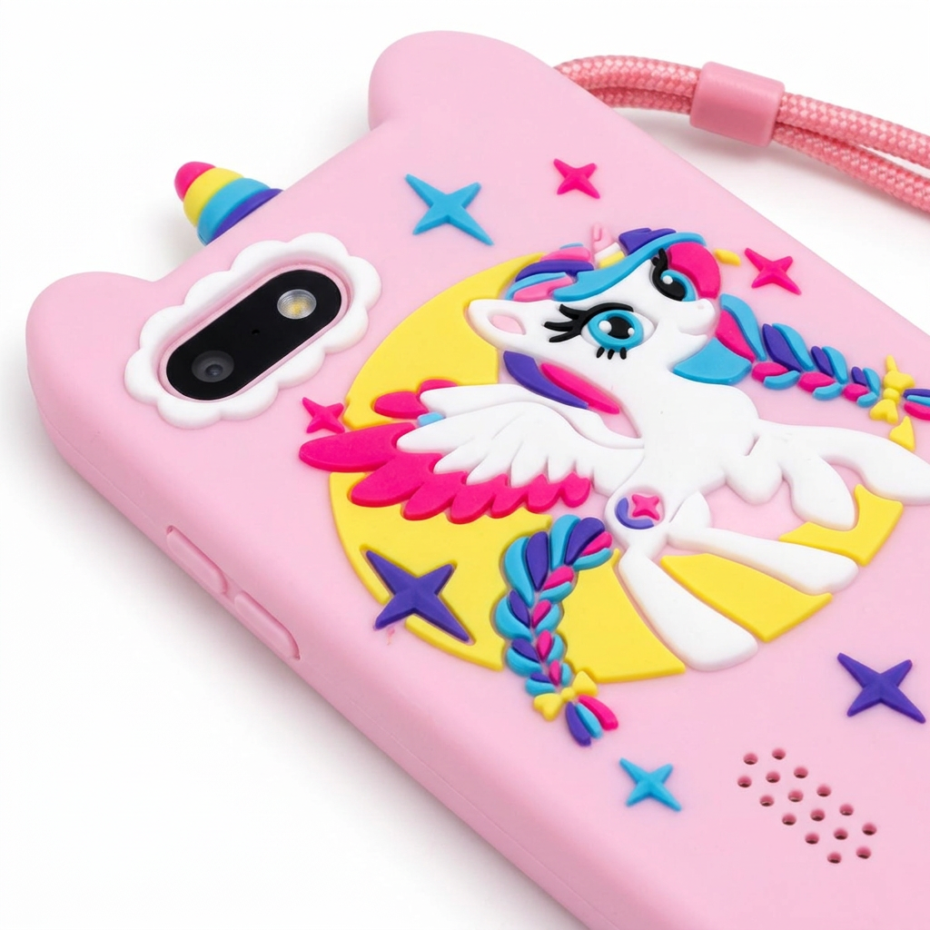 Detalle del diseño de unicornio 3D del celular juguete PP-1