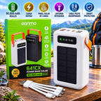 Referencia original power bank solar 641CX y empaque con capacidad declarada de 90.000 mAh