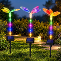Pack 3 unidades lámparas solares LED mariposa multicolor LPBF-C ambientadas en jardín