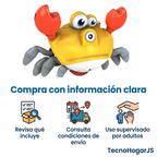 Cangrejo burbujero con recomendaciones sobre contenido, condiciones de envío y supervisión adulta.