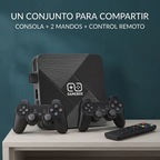 Consola Gamebox G5 negra con dos mandos y control remoto, conjunto para compartir