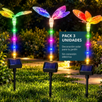 Publicidad pack 3 unidades mariposas solares LED para decoración de jardín