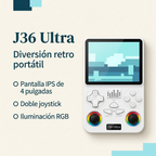 Características J36 Ultra: pantalla IPS de 4 pulgadas, doble joystick e iluminación RGB