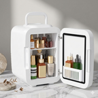Mini Nevera Para Maquillaje Cuidado De La Piel Con Espejo Led Nv-4l Blanca