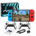 Consola G90 con caja, dos mandos, cable USB, manual y microSD de 64 GB
