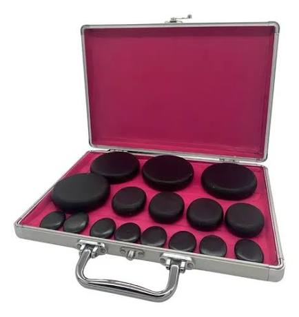 Kit de terapia con piedras calientes volcánicas de 16 pulgadas