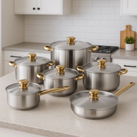 Thumbnail for Set Ollas Acero Inox Klausberg 12Pzs Cocina Mangos Dorados