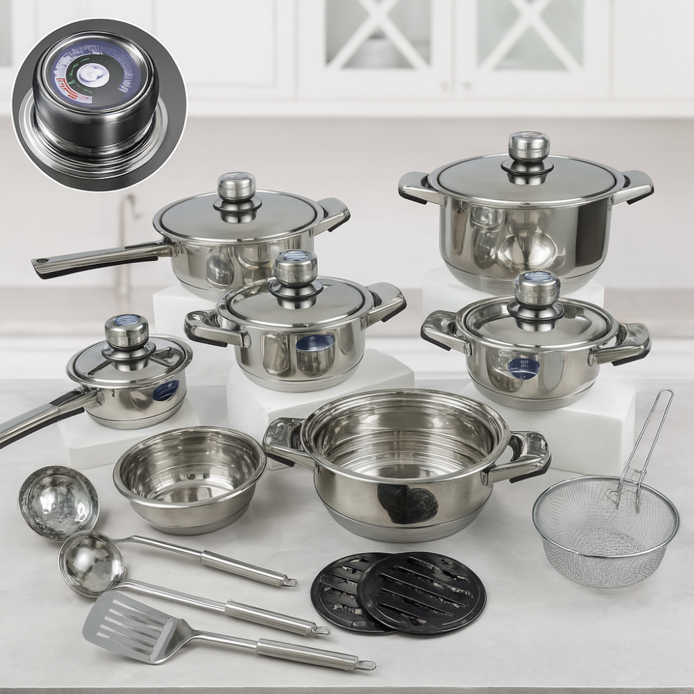 Juego Ollas Acero Quirúrgico Klausberg 21 Piezas Inducción