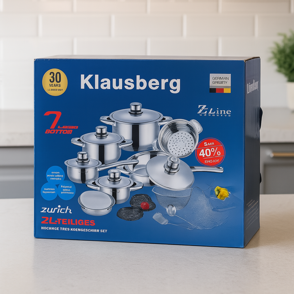 Juego Ollas Acero Quirúrgico Klausberg 21 Piezas Inducción