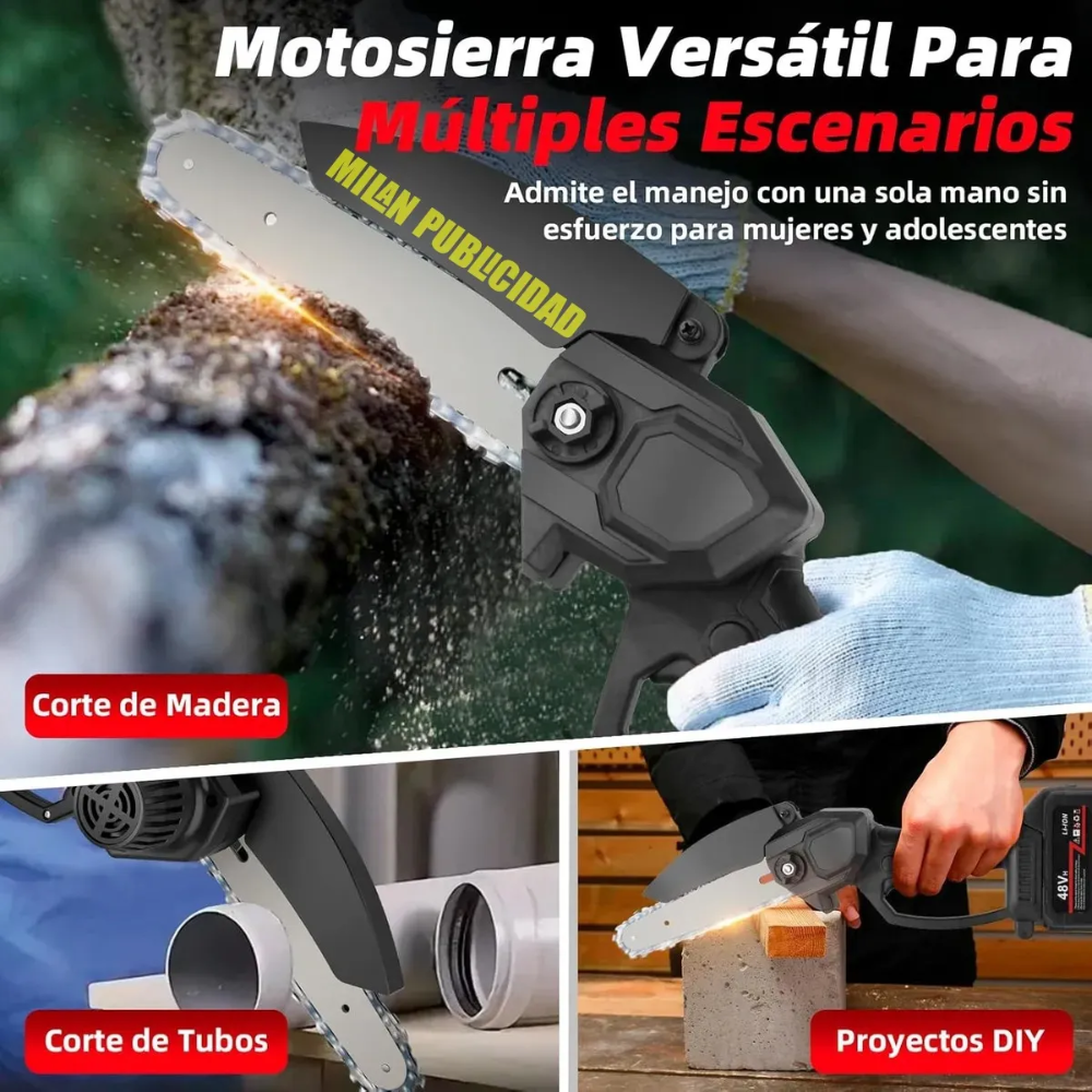 Mini Sierra Motosierra 56v 2 Cadenas Inalámbrica 2 Baterias