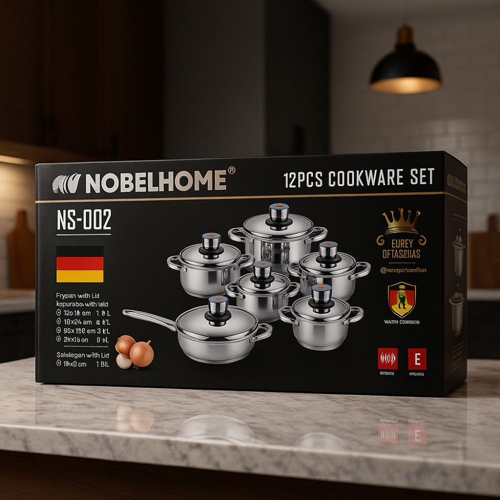 Bateria Juego Ollas Nobelhome 13 Piezas Acero Quirúrgico