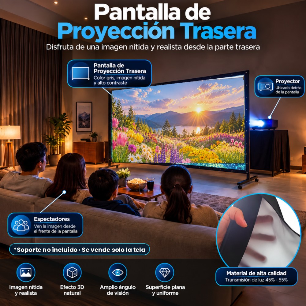 Pantalla de proyección trasera en sala de cine en casa