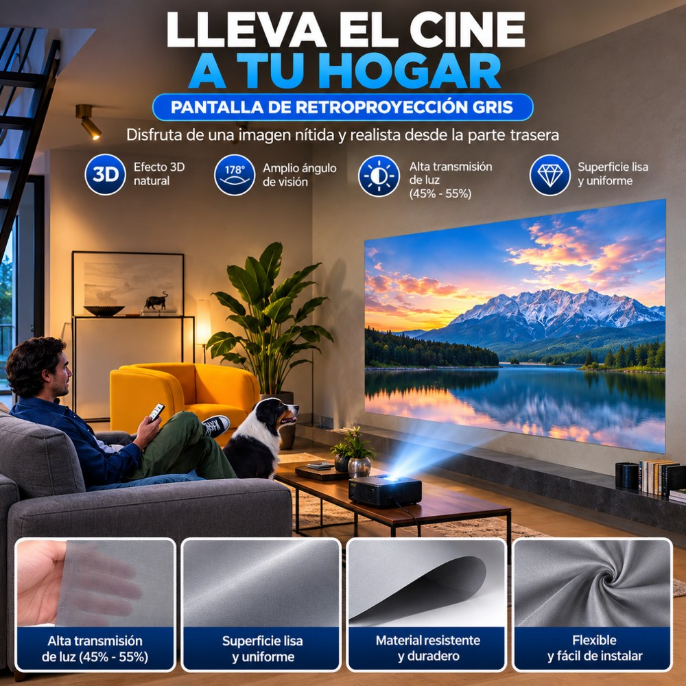 Pantalla gris para llevar el cine a tu hogar