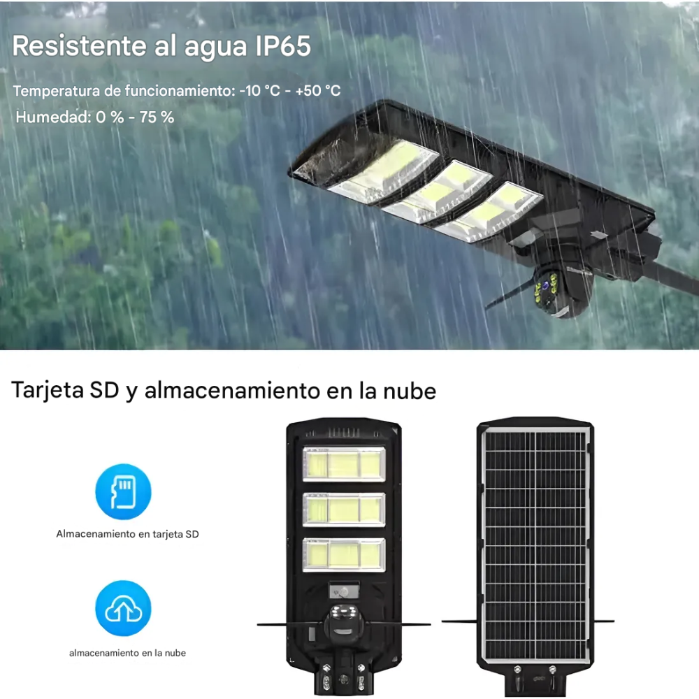 Lampara Reflector Solar Camara Wifi Integrada Sensor Ip66