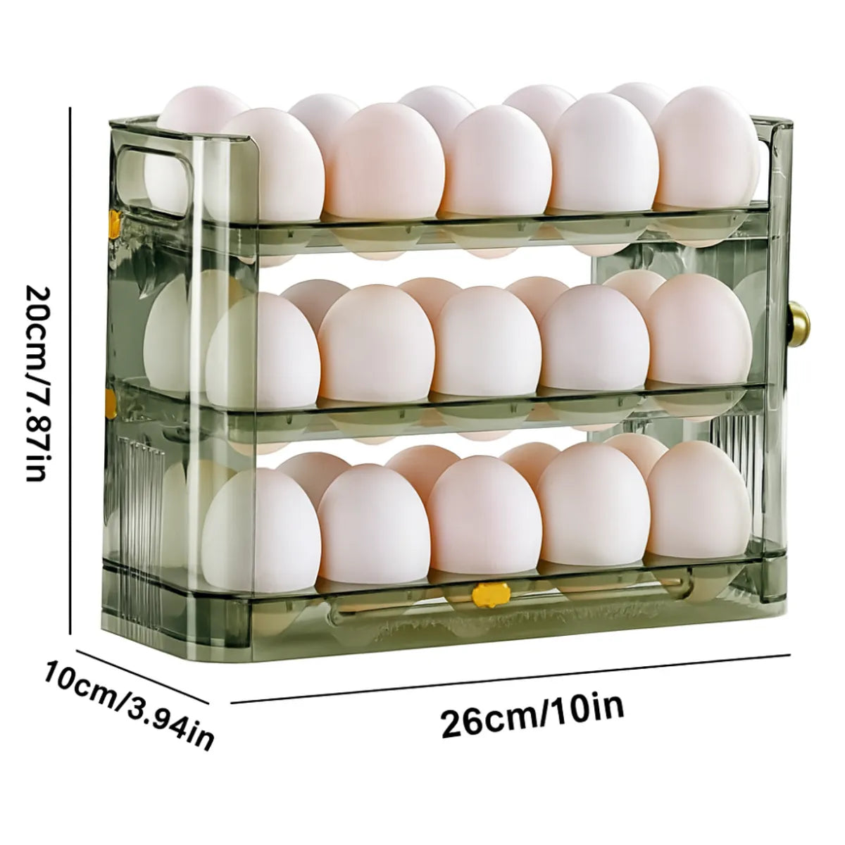 Organizador De Huevos Apilable 3 Niveles Nevera Cocina 30 Und
