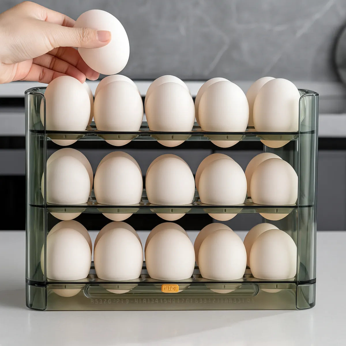 Organizador De Huevos Apilable 3 Niveles Nevera Cocina 30 Und
