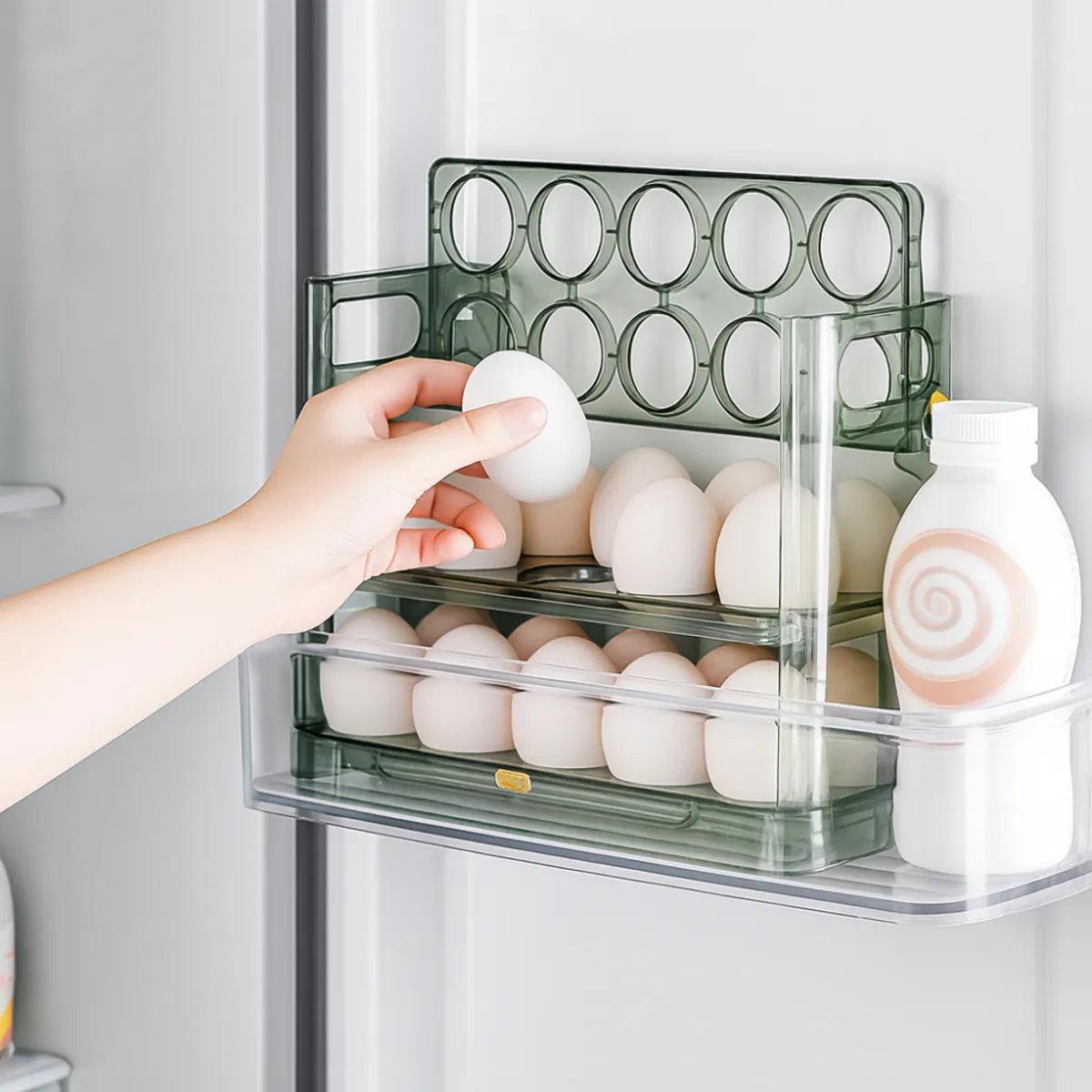 Organizador De Huevos Apilable 3 Niveles Nevera Cocina 30 Und