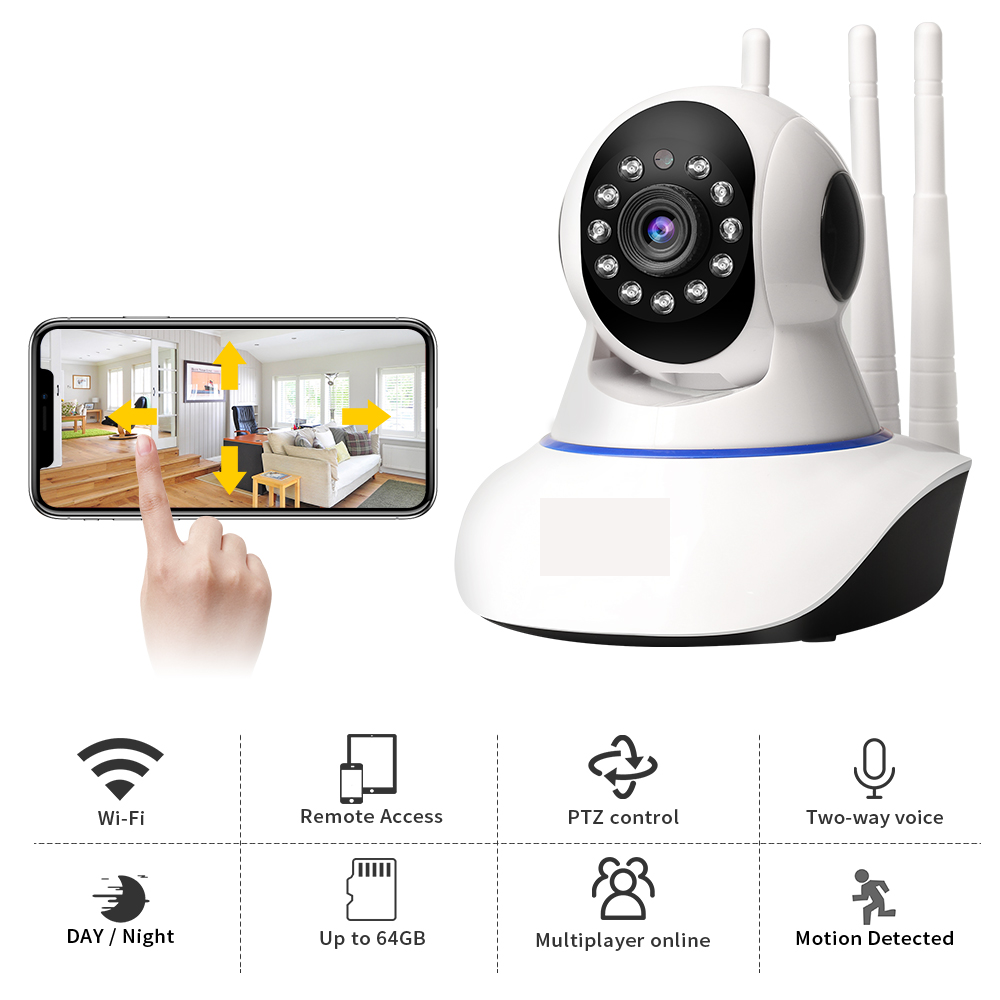 Camara De Seguridad Robótica De 3 Antenas Wifi Vision Nocturna