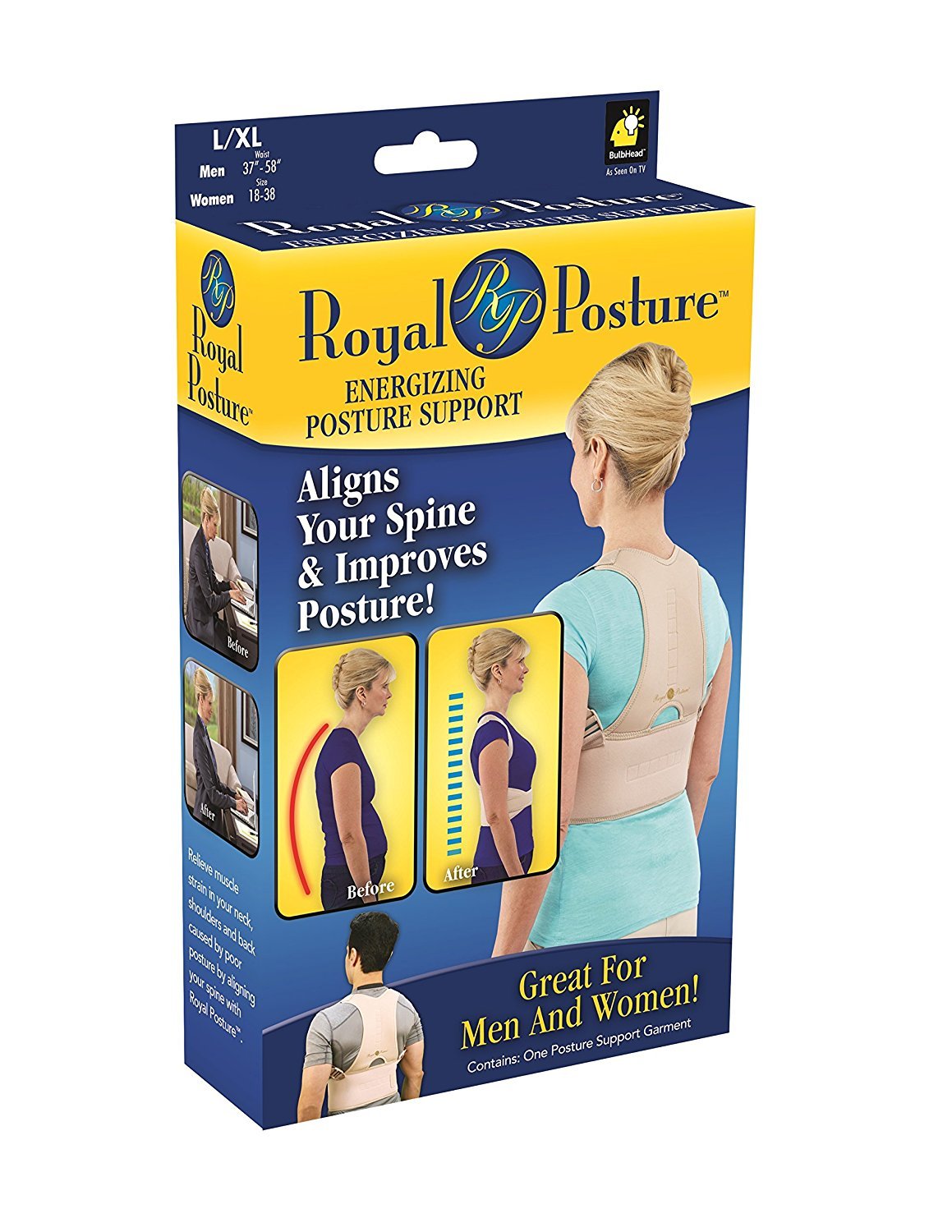 Corrector Postura Unisex Royal Posture Beige Talla L/xl Ergonómico