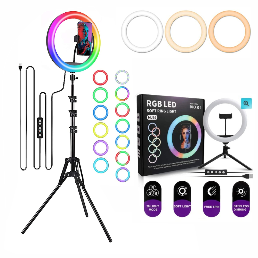 Aro De Luz 33 Cm Rgb Led Con Trípode Profesional 2 Mts